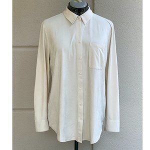 Chico’s Faux Suede Shirt in Cream, Long Slv, Women’s Large, Excellent Condition